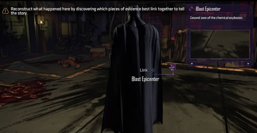 Batman Telltale Series Crime scene investigation using Batman technology