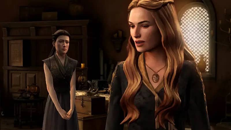 Cersei Lannister and Mira Forrester talking about the politics of families