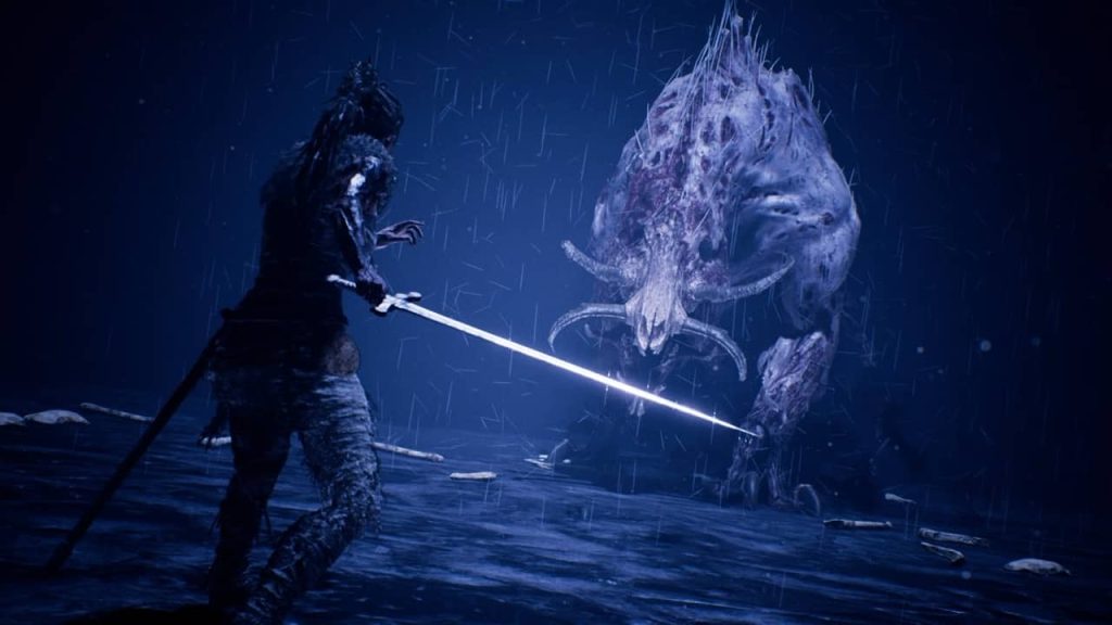 Hellblade Senua Sacrifice Senua fighting the demons of her mind
