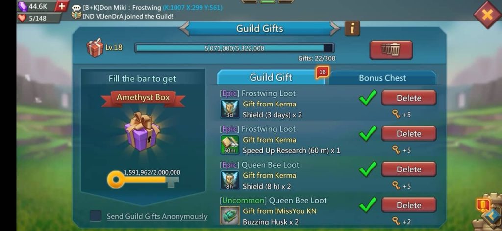Lords Mobile Guild gifts