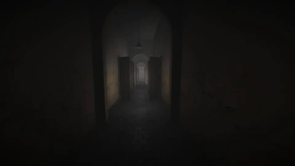 The Town of Light Dark hallway