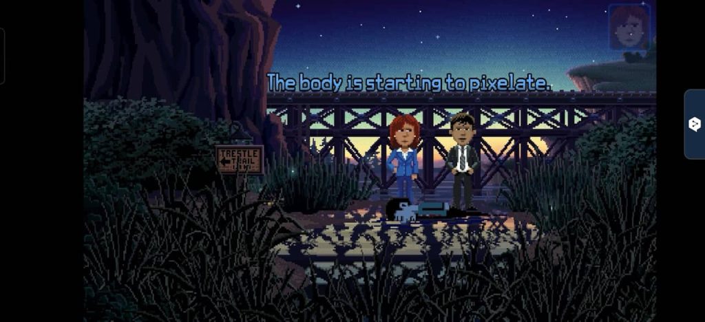 Timbleweed Park Town The body is starting to pixelate