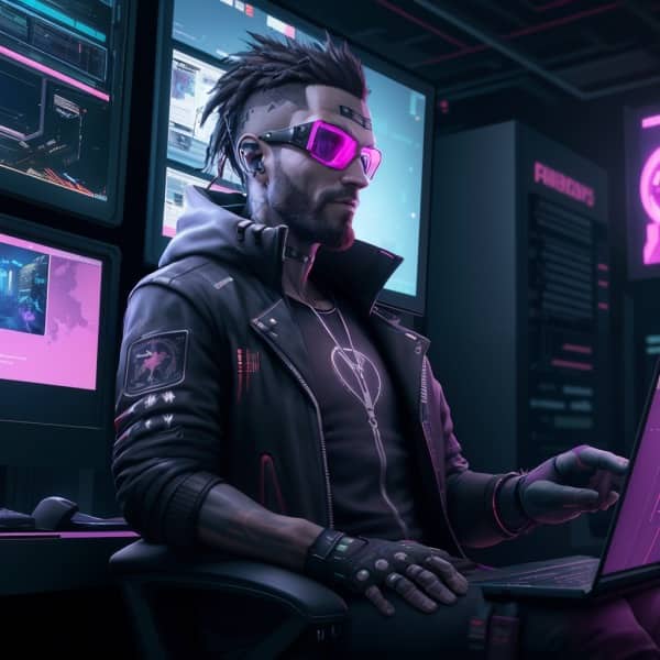 Cyberpunk Game Developer, AI Generated