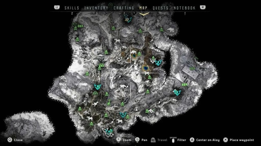 Horizon Zero Dawn Frozen Wilds map