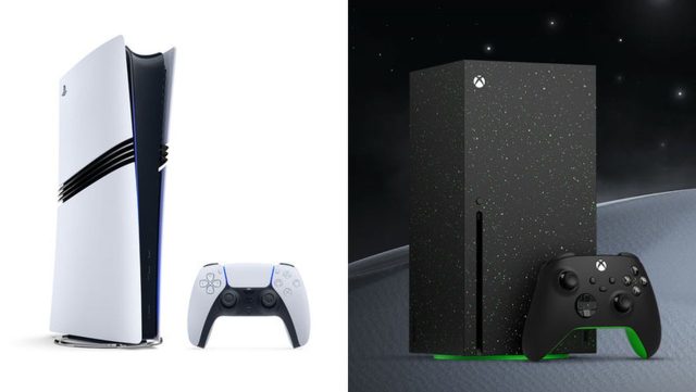 Two rival consoles PlayStation 5 Pro and Xbox Series X Two rival consoles PlayStation 5 Pro and Xbox Series X