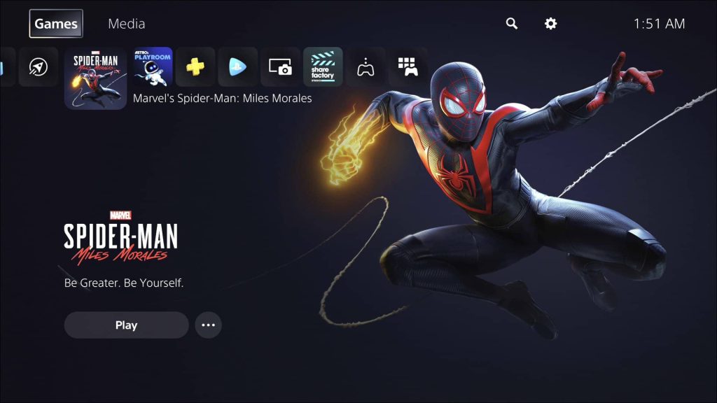 PlayStation 5 Old version of the menu