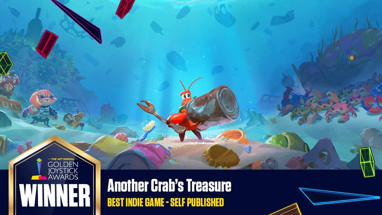 Another Crabs Treasure Best Indie Game - Self Published 2024 Winner at Golden Joystick Awards London