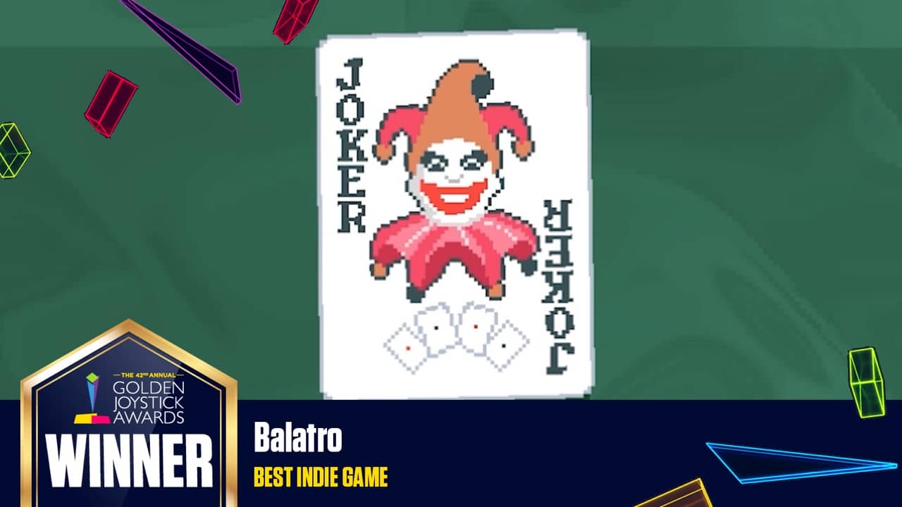 Balatro Best Indie Game 2024 Winner at Golden Joystick Awards London