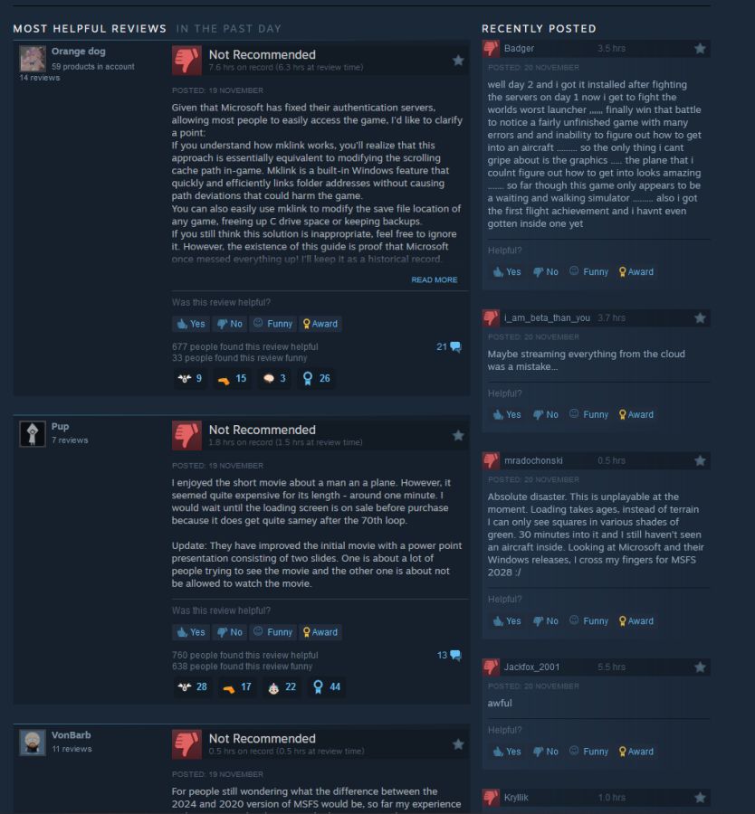 Microsoft Flight Simulator 2024 Steam Reviews