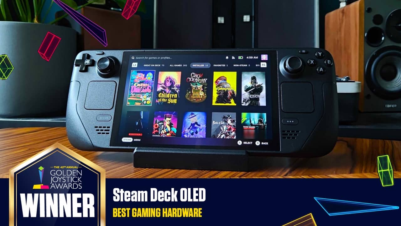 Steam Deck OLED Best Gaming Hardware 2024 Winner at Golden Joystick Awards London