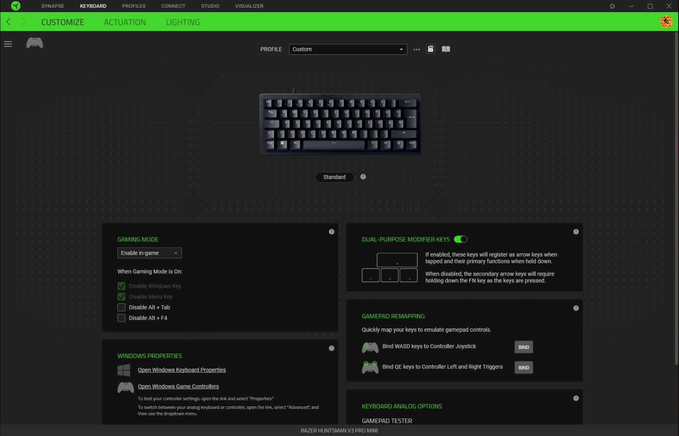 Razer Synapse Huntsman V3 Pro Customization