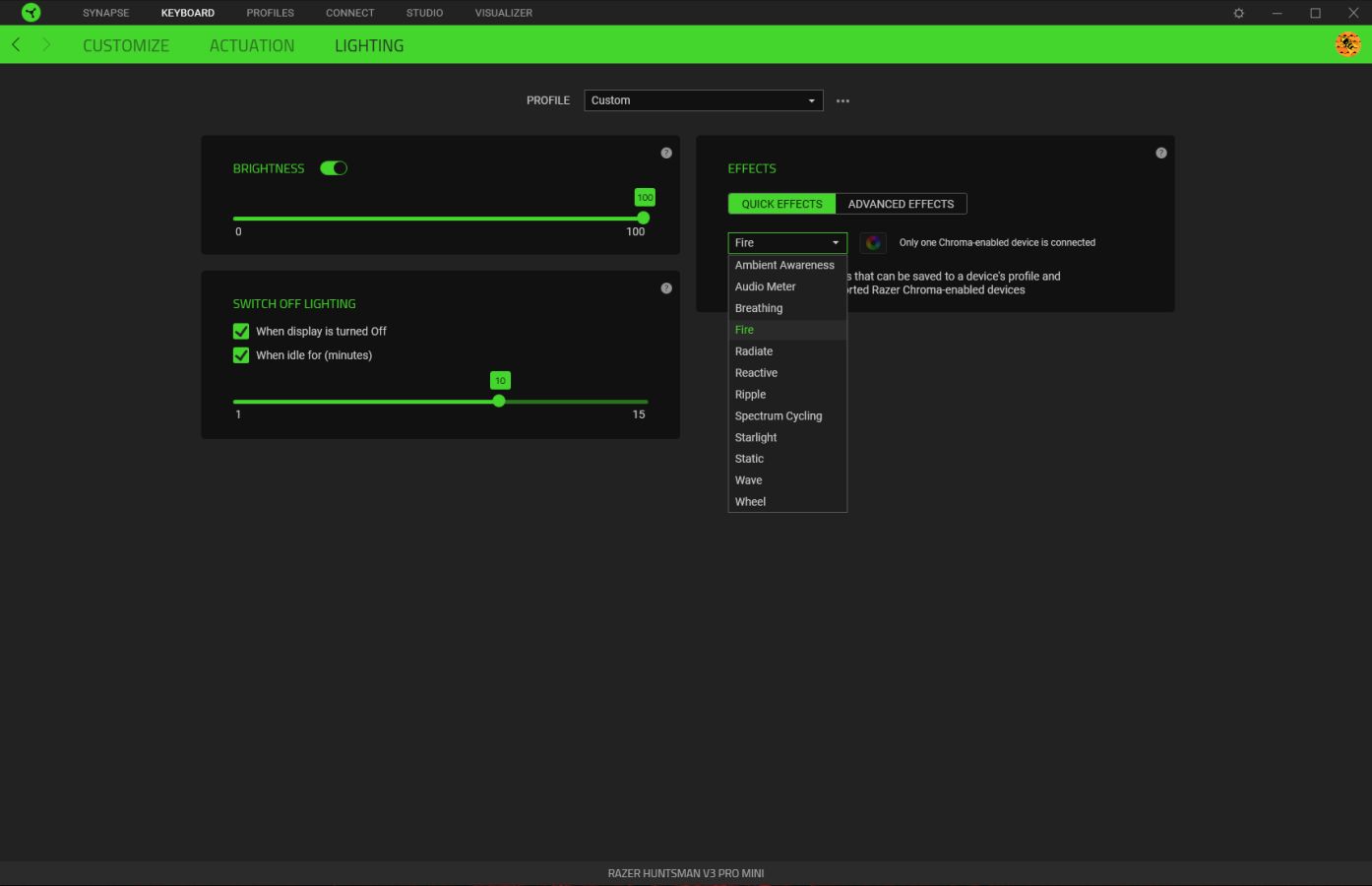 Razer Synapse Huntsman V3 Pro Lighting Customization