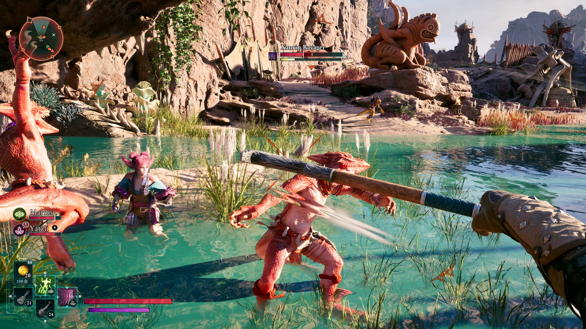 Obsidian Avowed fighting lizzard creatures first person or 3rd person